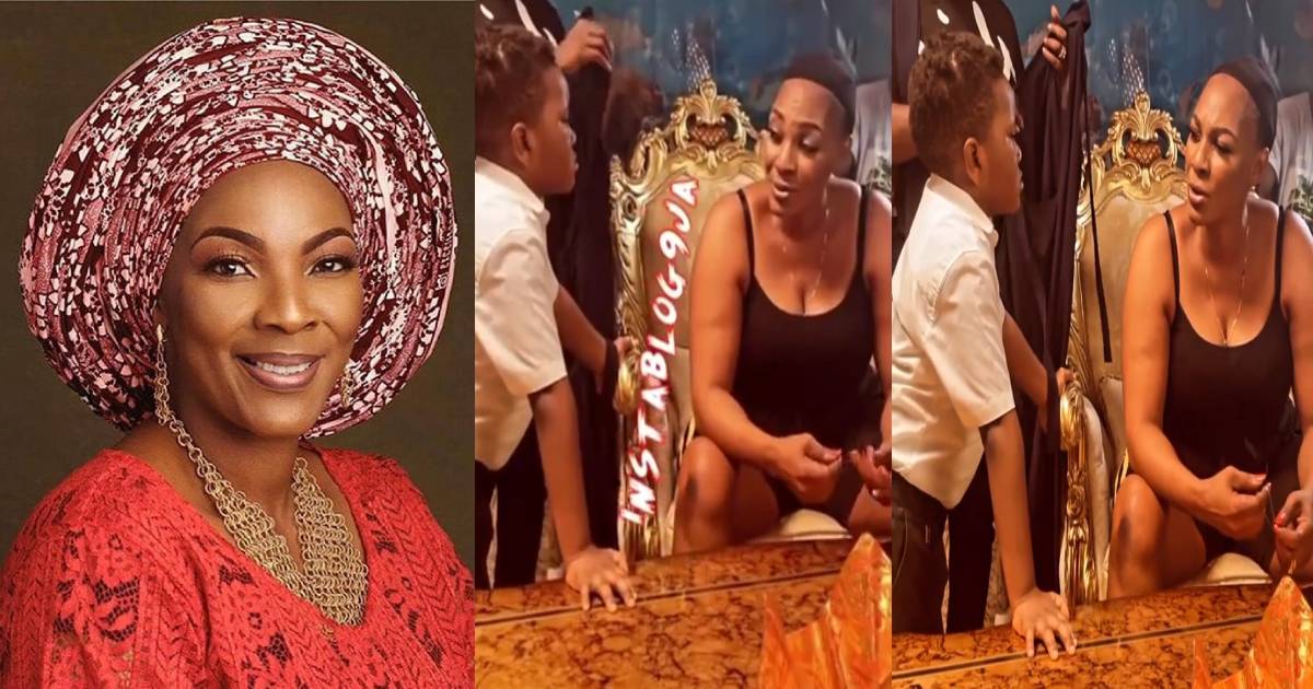 ‘Grandma Of The Year’ – Reactions As Actress Tina Mba Cautions Her Grandson After He Failed To Greet Her Colleagues On Film Set