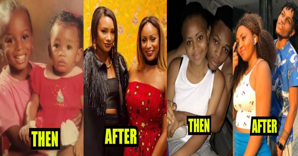 4 Nigerian Celebrities Posing With Their Siblings Before And In Recent Pictures