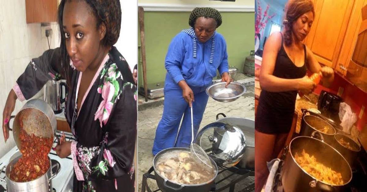 Checkout Genevieve, Patience Ozokwor, Funke, Omotola, Regina Daniels and Other Actresses Cooking (Photos)