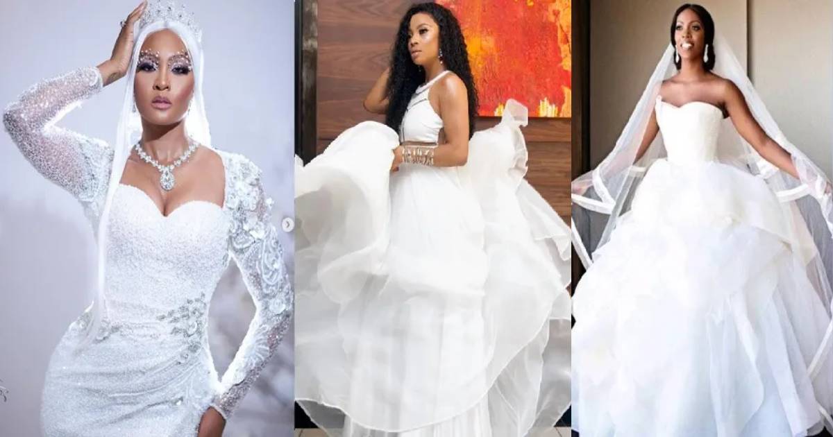 8 Stunning Nigerian Celebrity Wedding Gowns That Will Blow Your Mind Away (With Pictures)