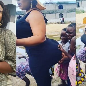 “You’re corrupting these kids” – Nigerians Blasts Actress Laide Bakare for allowing kids touch her ‘bum’ [Video]