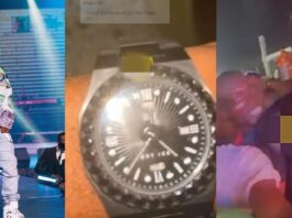 Fan Goes Gaga as Olamide gifts his N2.4 million wristwatch to a fan who sang his song word for word on stage [Video]