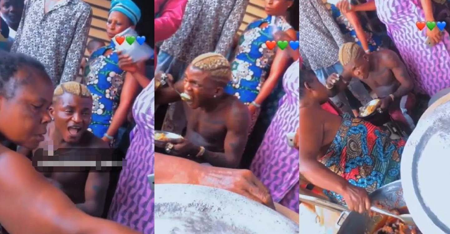 Fame don enter your head - Nigerians React as Portable Order elderly woman to fan him while eating at a local restaurant (Video)