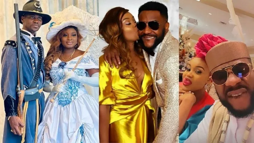 Checkout Loved Up Pictures of Popular Nigerian Celebrities With Their Wives In Another Country