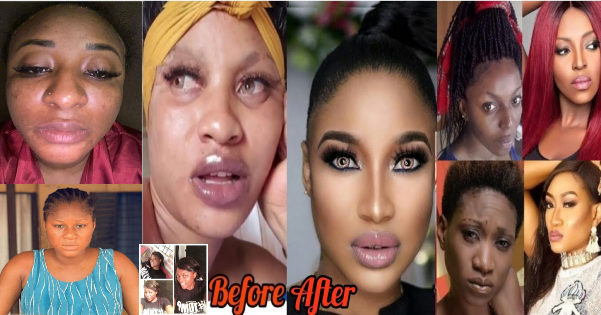 Ghanaian And Nigerian Actresses Before And After Makeup Transformation (Photos)